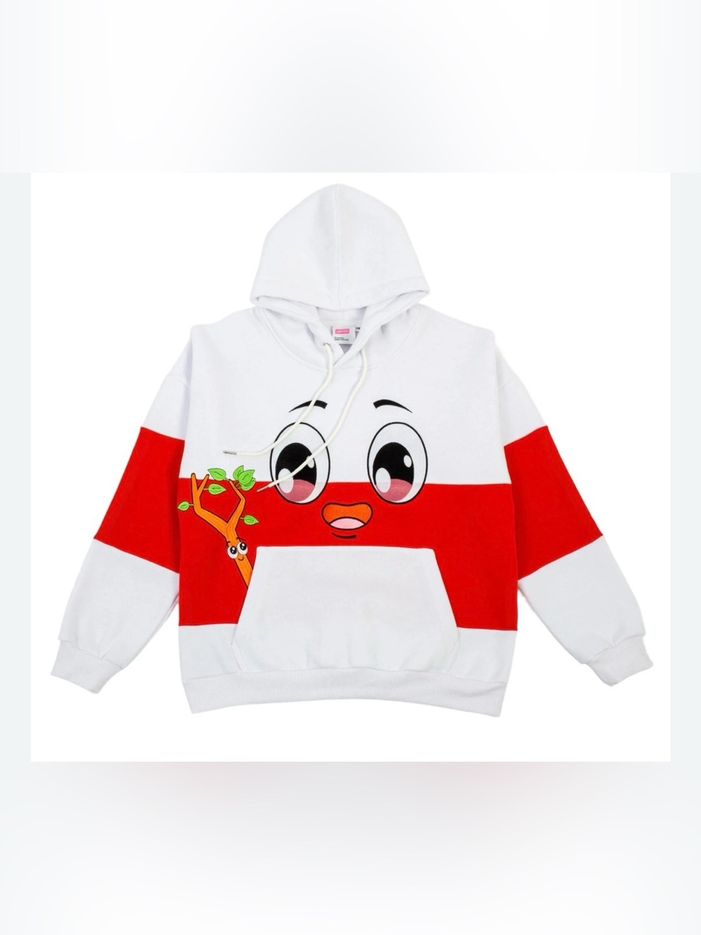 White & Red Cartoon Face Hoodie